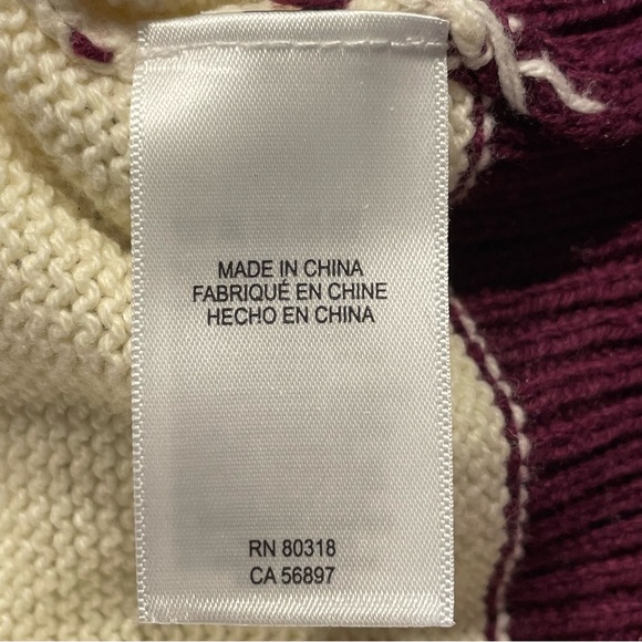 Lucky Brand Burgundy, Grey & Winter White Color-block Boatneck Sweater Size L - Picture 10 of 15